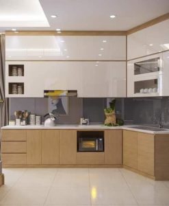 TBV029-Tủ Bếp Nhựa Cao Cấp VINCOPLAST Kết Hợp Giữa Khung Vân Gỗ + Mặt Cánh Trắng