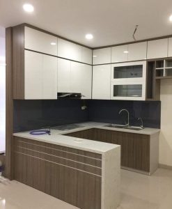 TBV030-Tủ Bếp Nhựa Cao Cấp VINCOPLAST Màu Trắng Kết Hợp Vân Gỗ Hài Hòa Và Sang Trọng.