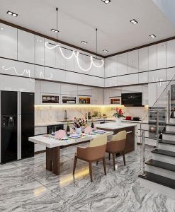 TBA108-TỦ BẾP MÀU TRẮNG mẫu mới nhất 2023 tại Ninh Bình.