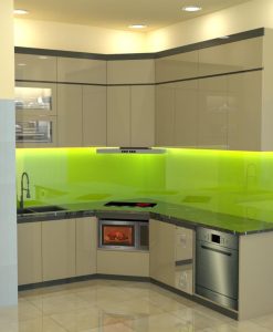 TBA121-Mẫu tủ bếp đẹp tại Ninh Bình màu AC79 nhựa đặc cánh phủ Acrylic.