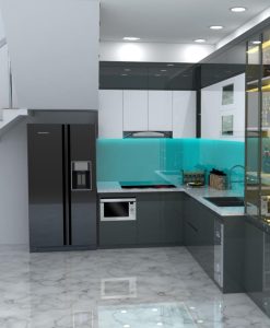 TBA124-Mẫu tủ bếp dưới gầm cầu thang đẹp tại Ninh Bình.