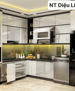 TBA134-Tủ bếp đẹp Acrylic thi công tại 266 Xuân Thành Ninh Bình.
