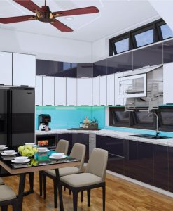 TBK006-Tủ bếp cánh kính thiết kế và thi công tại 266 Xuân Thành Ninh Bình.