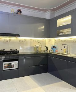 TBA179_Tủ bếp nhựa đặc cánh phủ Acrylic tủ bếp nhà Anh SƠN/Nam Thành/Ninh Bình.