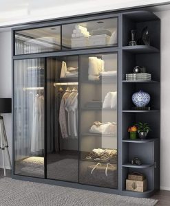 TAK003_Tủ quần áo cánh kính khung viền nhôm cao cấp Ninh Bình.